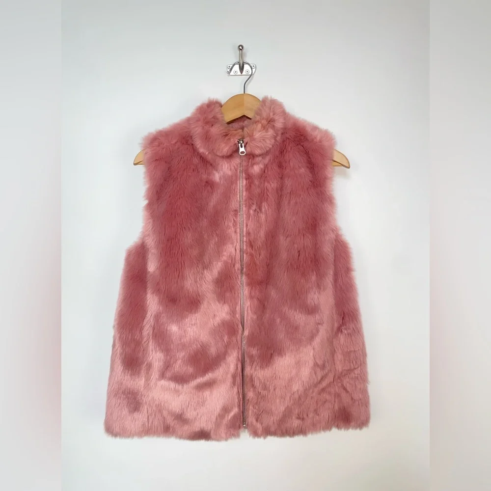 J.‎ Crew Pink Plush Faux Fur Vest Size Small